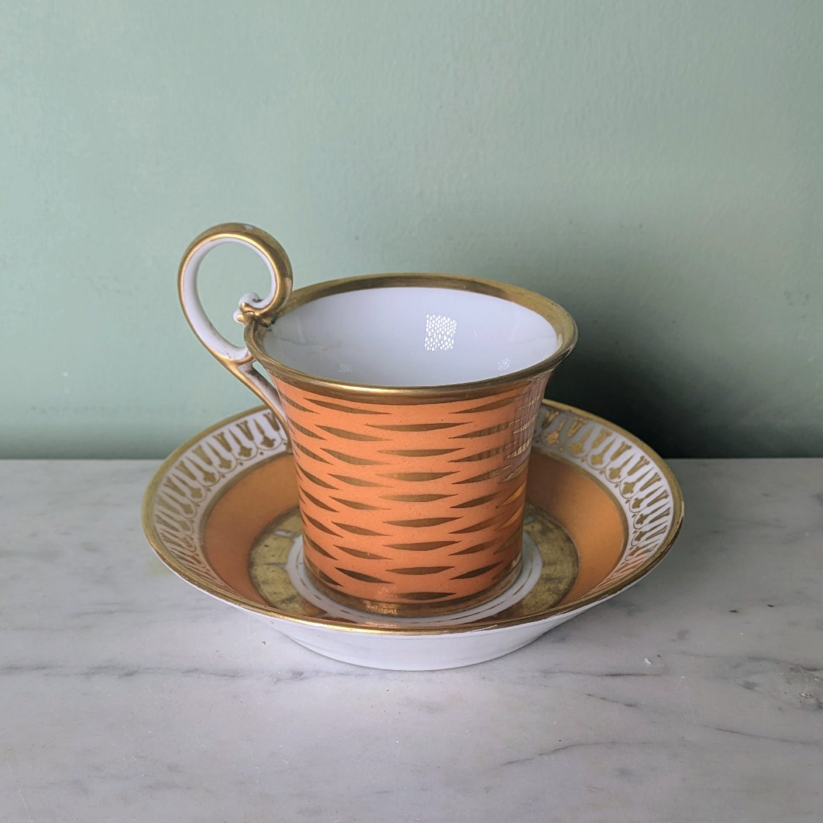 Dagoty And Honoré - Jasmine Cup And Saucer In Porcelain - Empire Period, Restoration-photo-2