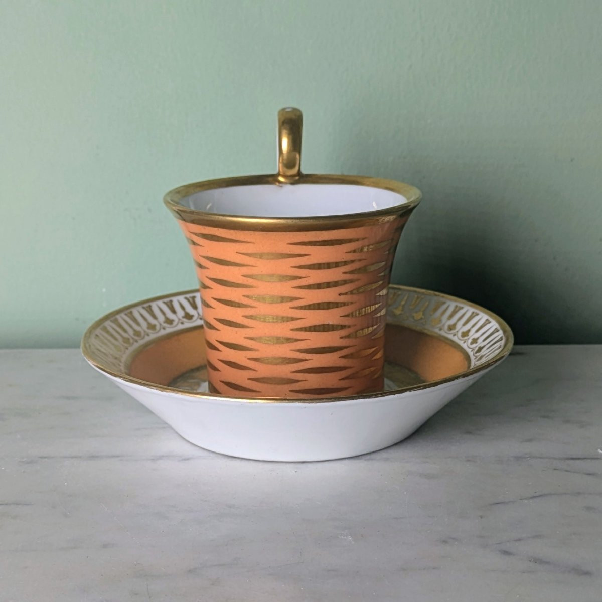 Dagoty And Honoré - Jasmine Cup And Saucer In Porcelain - Empire Period, Restoration-photo-3