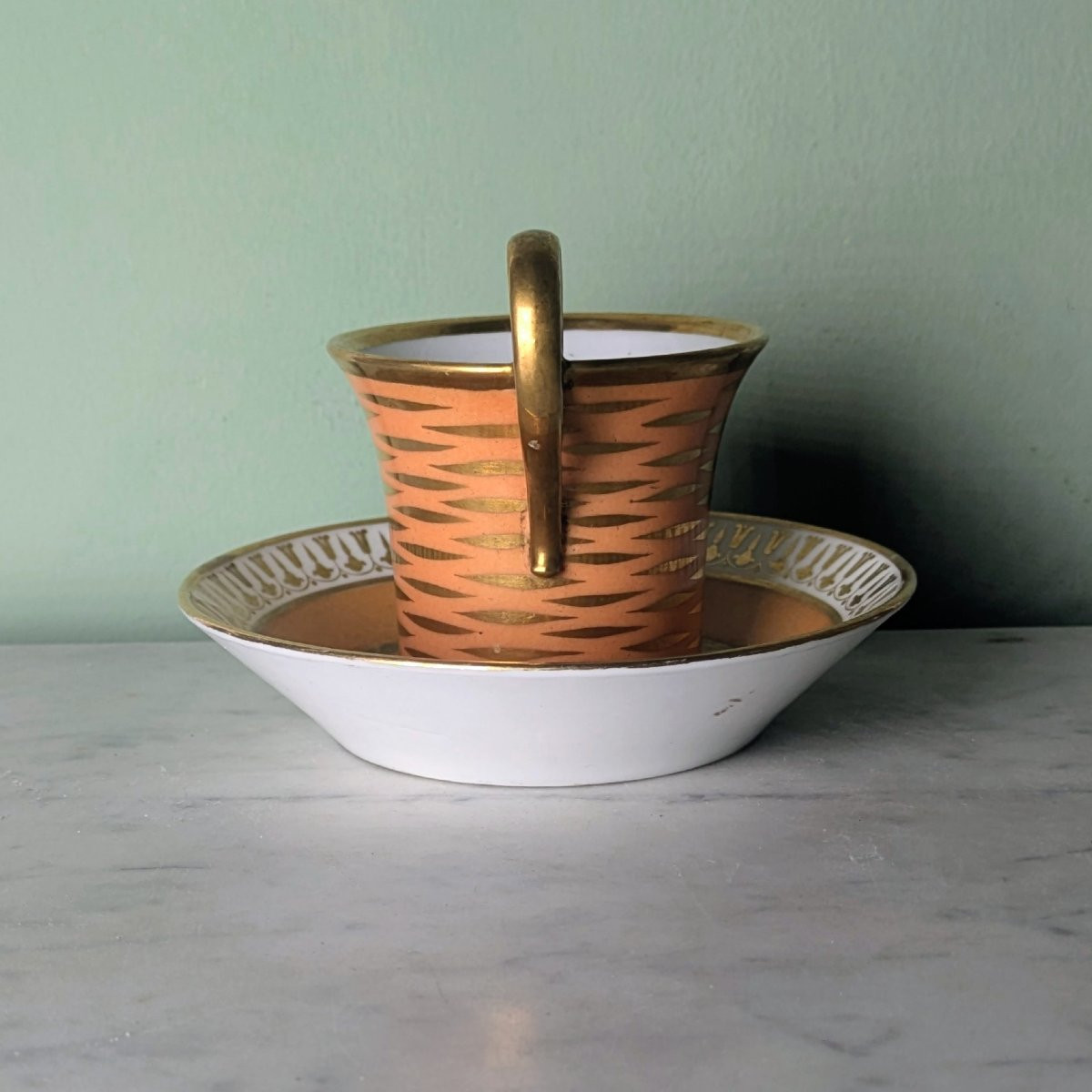 Dagoty And Honoré - Jasmine Cup And Saucer In Porcelain - Empire Period, Restoration-photo-1