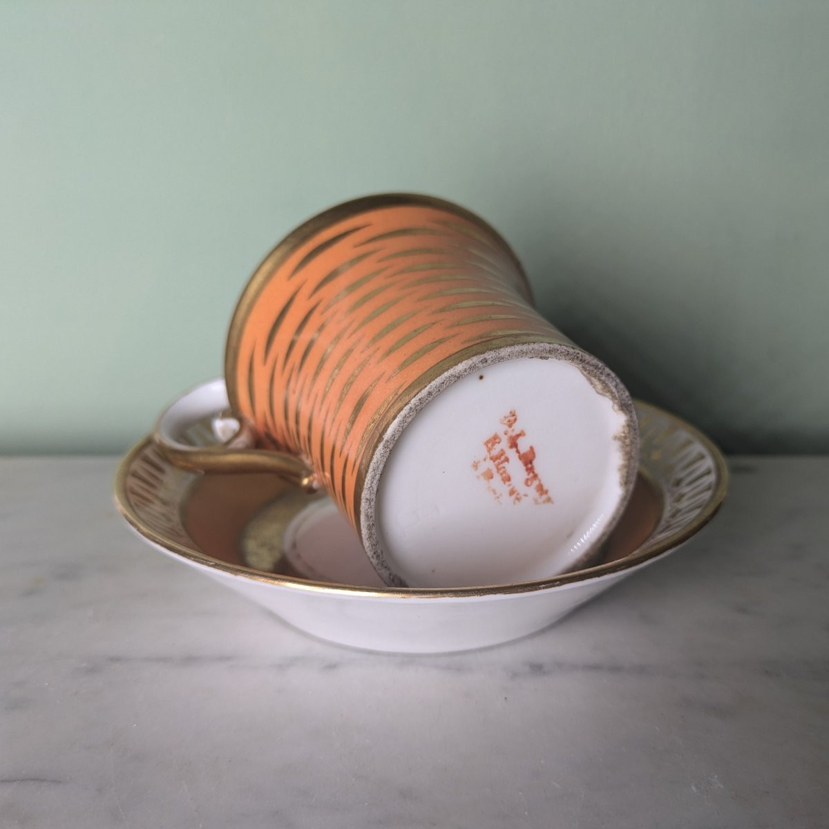 Dagoty And Honoré - Jasmine Cup And Saucer In Porcelain - Empire Period, Restoration-photo-2