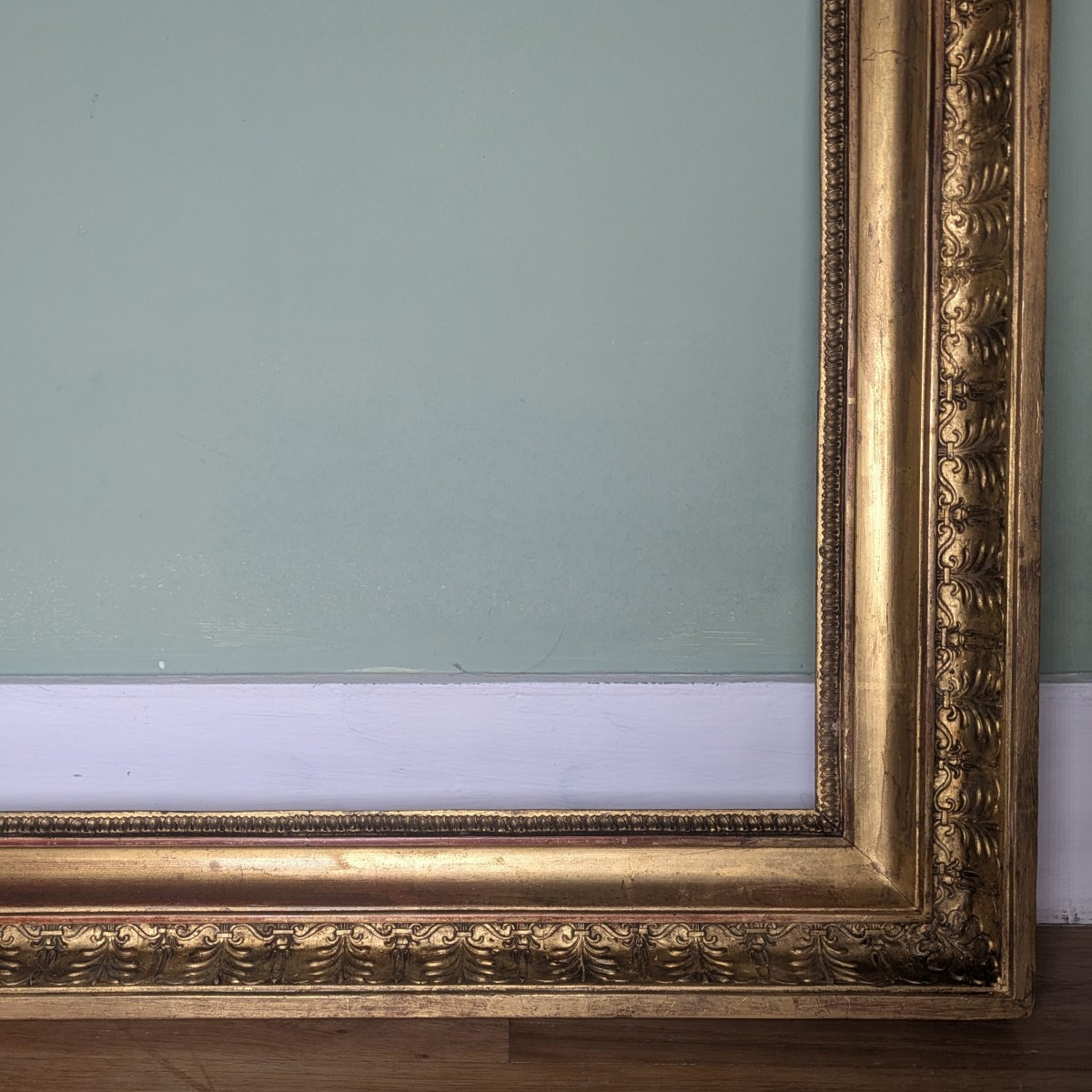 Large Frame With Palmettes In Gilded Wood - Empire Period, Restoration - Near Size P12-photo-3