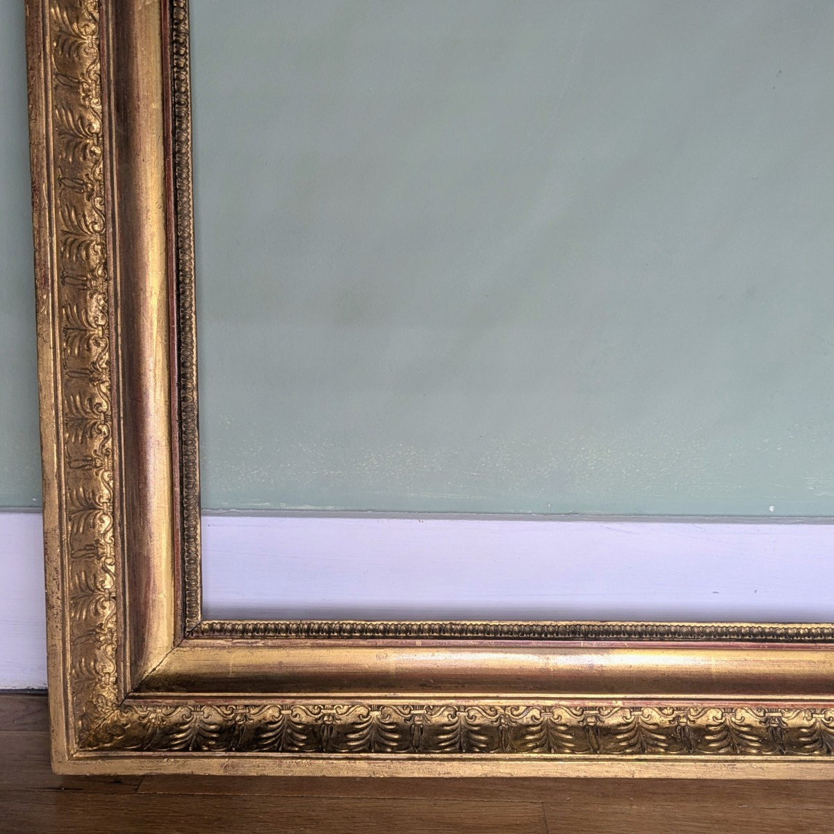 Large Frame With Palmettes In Gilded Wood - Empire Period, Restoration - Near Size P12-photo-4