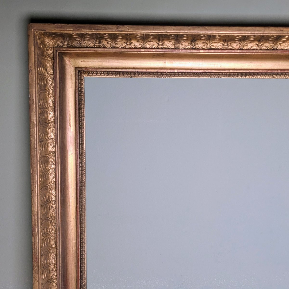 Large Frame With Palmettes In Gilded Wood - Empire Period, Restoration - Near Size P12-photo-1