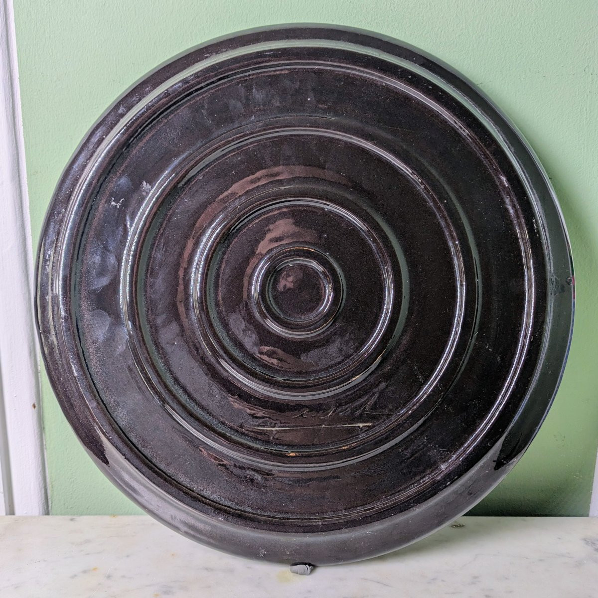 Paul Jacquet - grand plat en céramique à frise de lièvres - art déco-photo-2