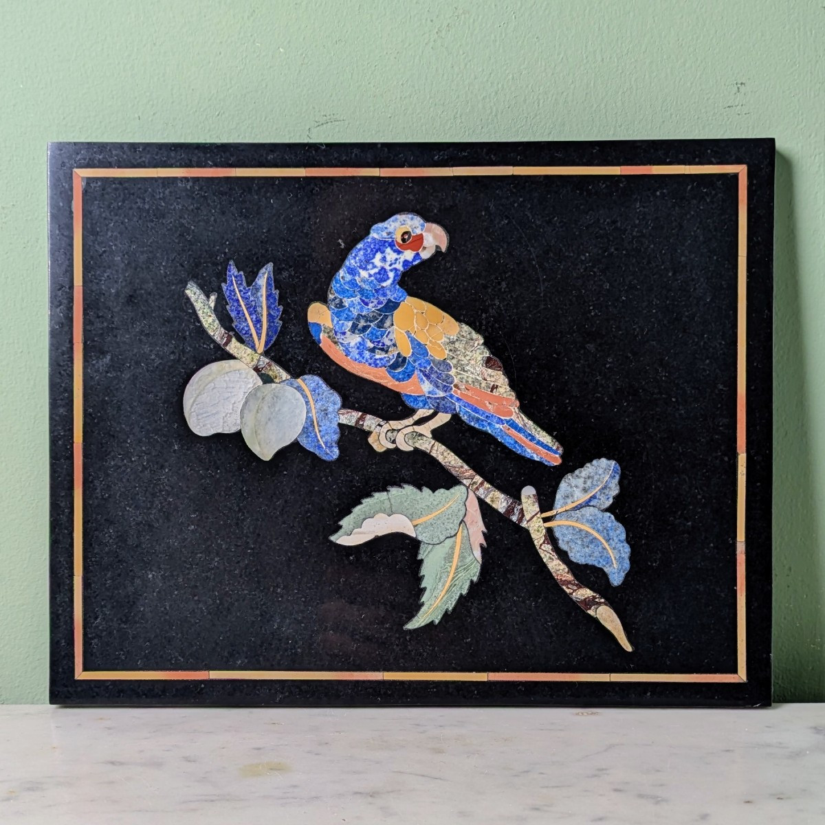 Italie, travail moderne - plaque en pietra dura dans le goût de la Renaissance -photo-3