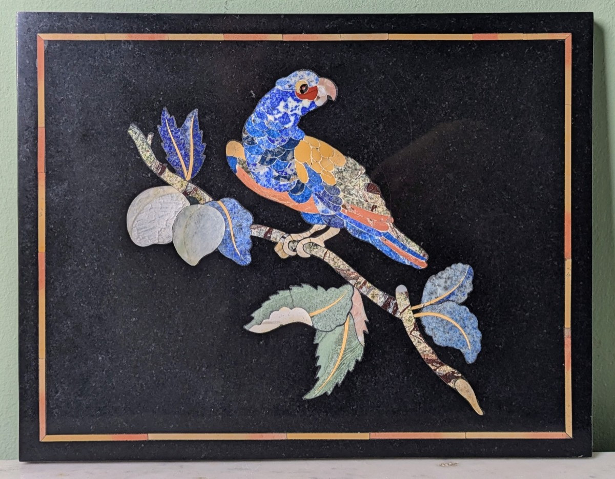 Italie, travail moderne - plaque en pietra dura dans le goût de la Renaissance 