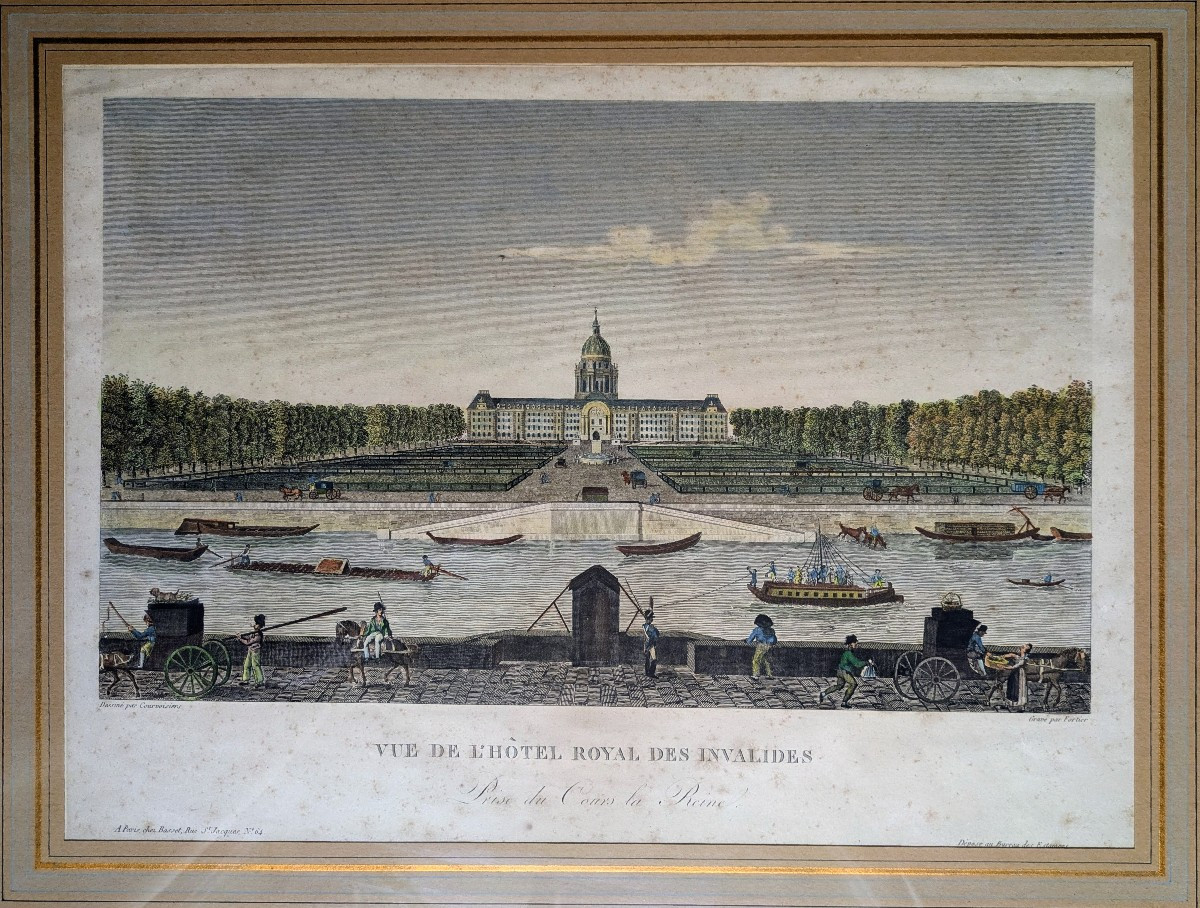 Paris, époque Louis XVI - vue d'optique de l'hôtel des Invalides depuis le Cours la Reine  -photo-2