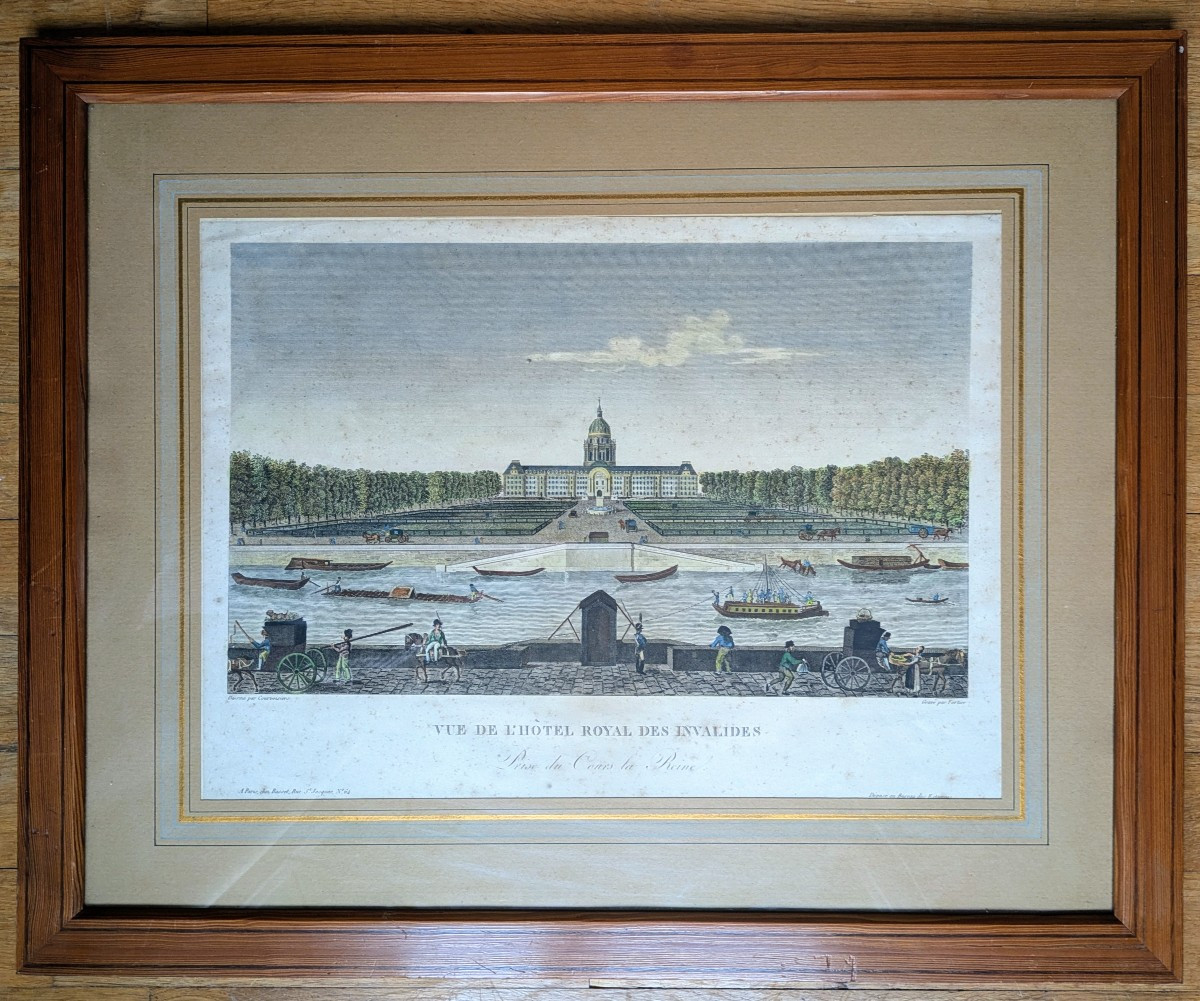 Paris, époque Louis XVI - vue d'optique de l'hôtel des Invalides depuis le Cours la Reine  