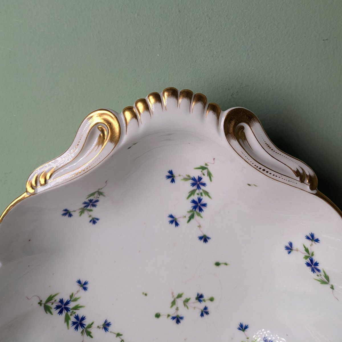 Clignancourt, Comte de Provence - compotier coquille d'époque Louis XVI - porcelaine de Paris-photo-2