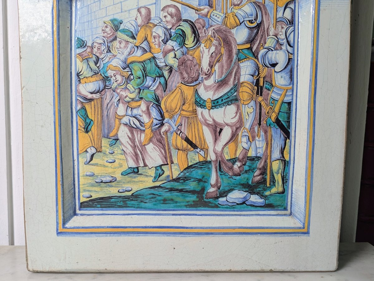 Winterthur, Suisse - grand plaque ou carreau avec Charles Quint - faïence XIXe-photo-4