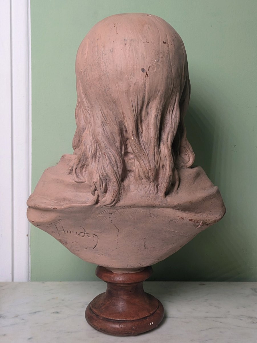 Houdon, d'après - buste de Louis XVII en terre cuite patinée - fin XIXe-photo-3