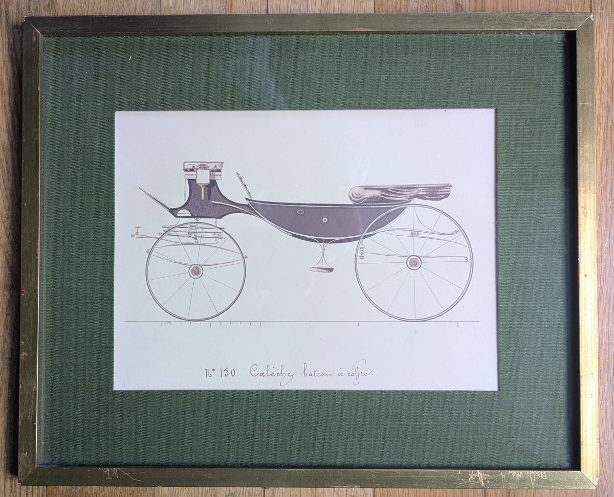 Hermès d'après Barouche, circa 1980 - suite de quatre impressions encadrées - thème Calèche-photo-3