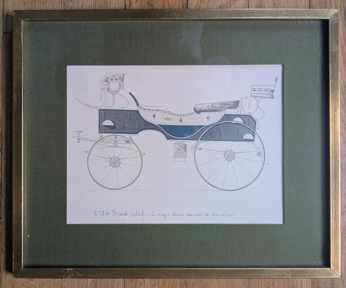 Hermès d'après Barouche, circa 1980 - suite de quatre impressions encadrées - thème Calèche-photo-4