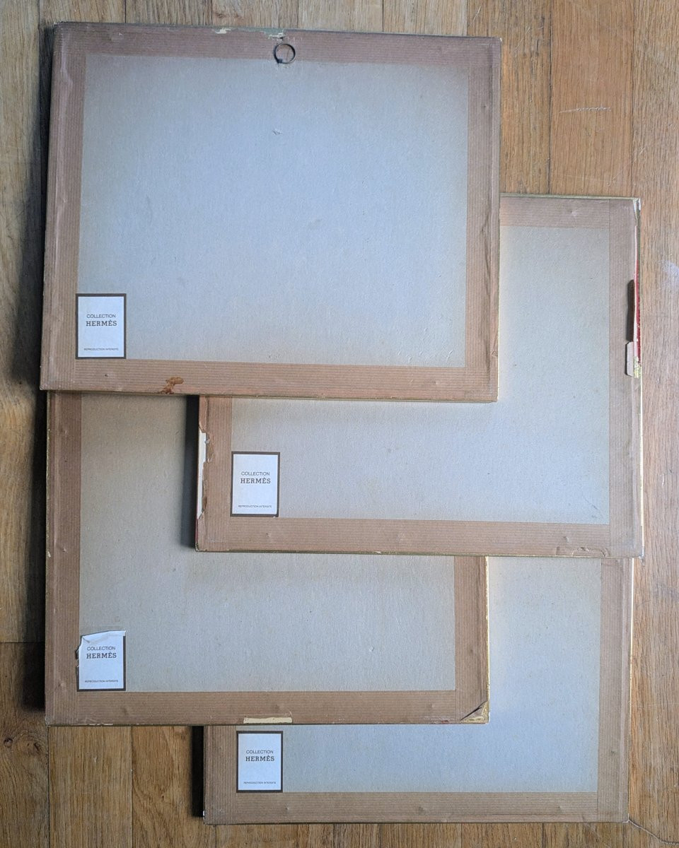 Hermès d'après Barouche, circa 1980 - suite de quatre impressions encadrées - thème Calèche-photo-1