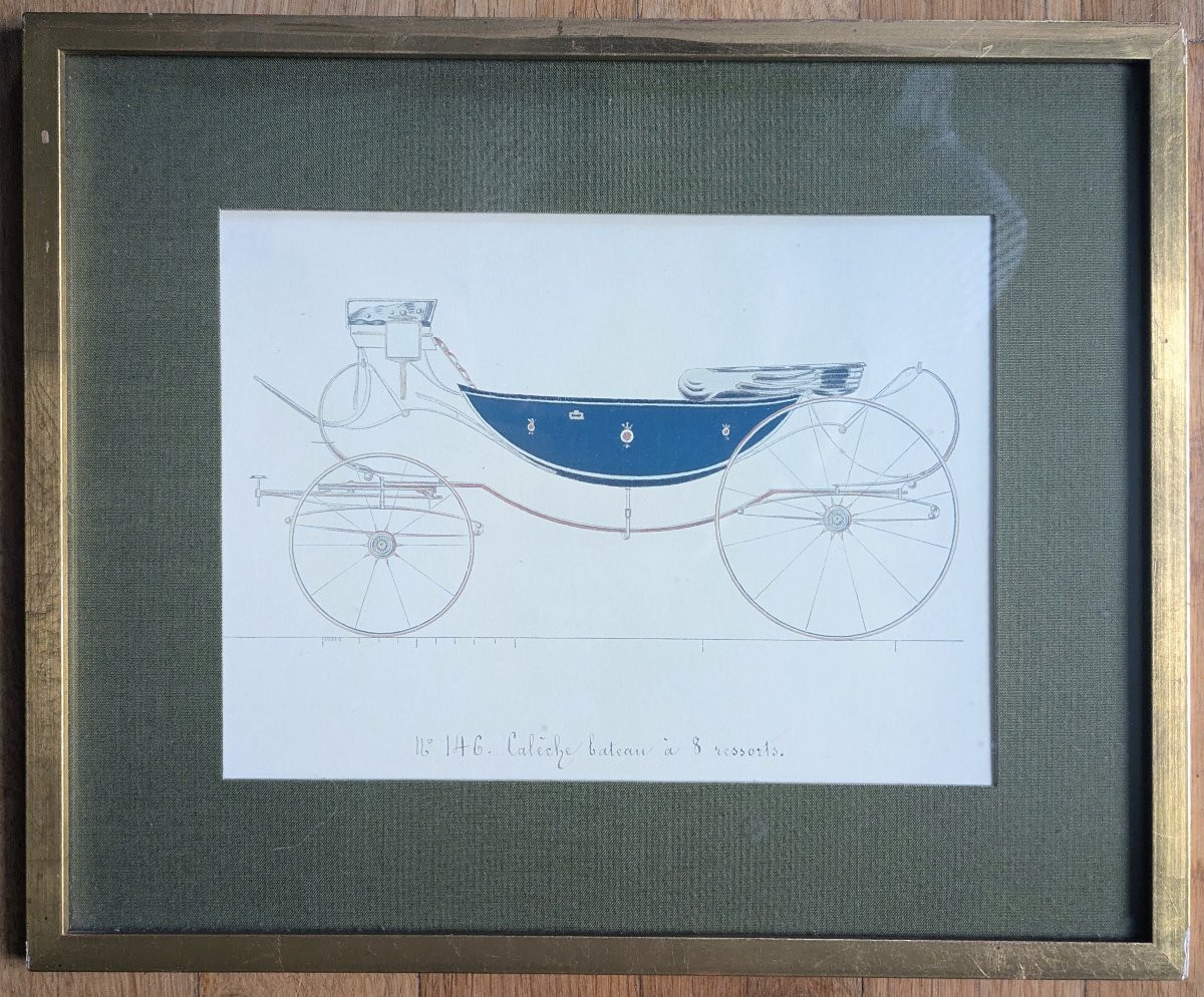 Hermès d'après Barouche, circa 1980 - suite de quatre impressions encadrées - thème Calèche-photo-3