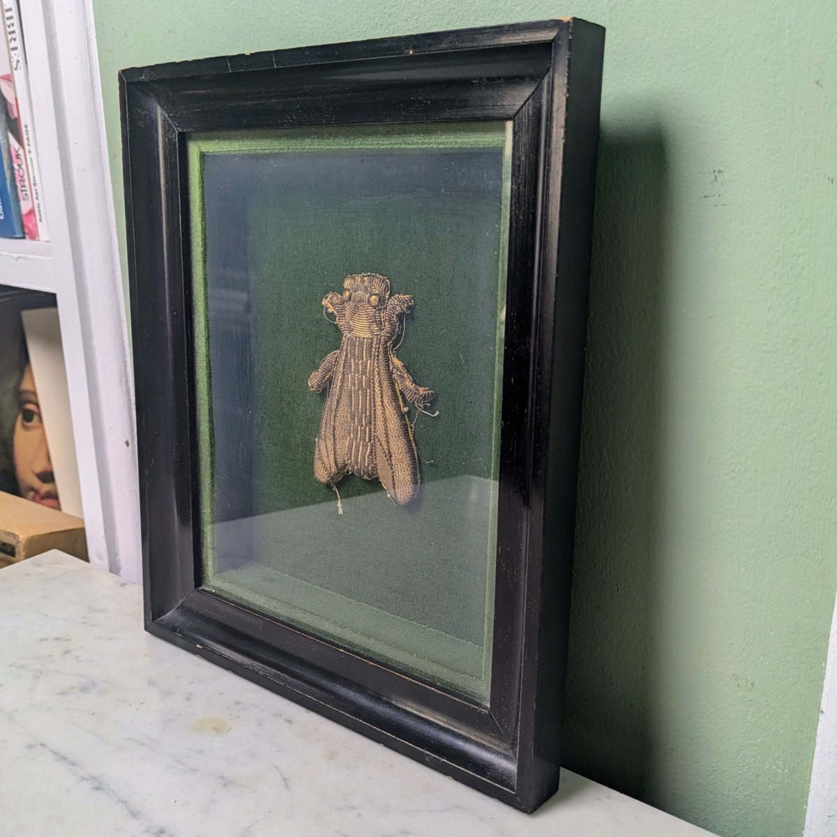 Rare abeille de parement ou de tenture  d'époque Empire - fils métalliques et canetille-photo-3