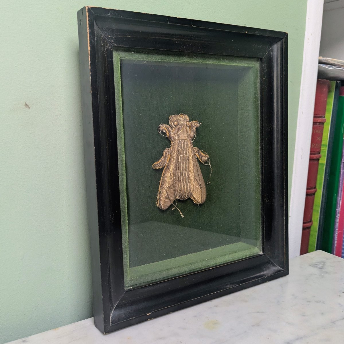 Rare abeille de parement ou de tenture  d'époque Empire - fils métalliques et canetille-photo-4