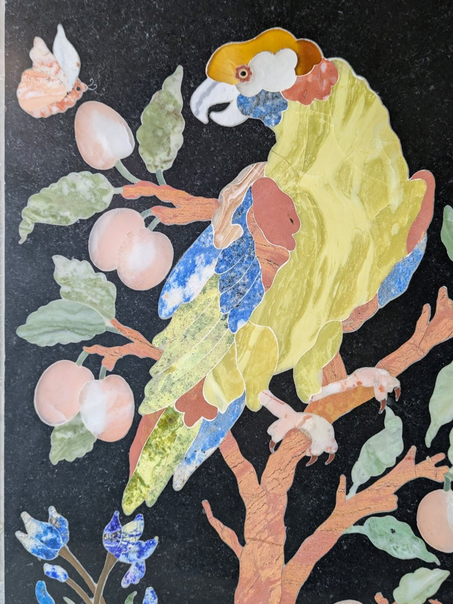 Italie, travail moderne - plaque ou panneau en pietra dura dans le goût de la Renaissance-photo-4