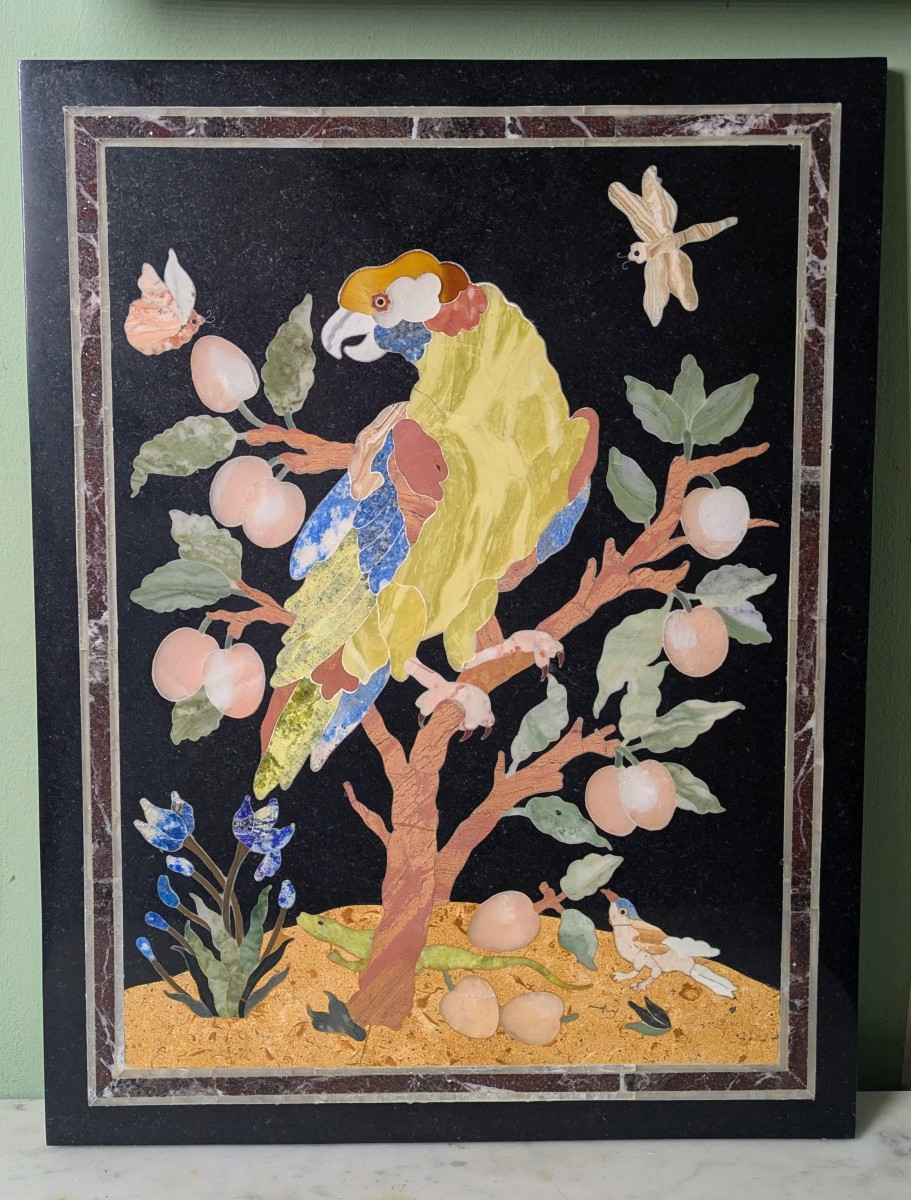 Italie, travail moderne - plaque ou panneau en pietra dura dans le goût de la Renaissance-photo-1