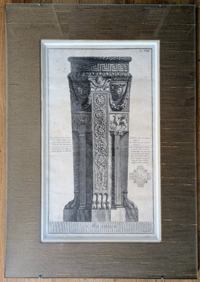 Piranèse - grande gravure Antichita d'Albano e di Castel Gandolfo, "Ara Antica" 