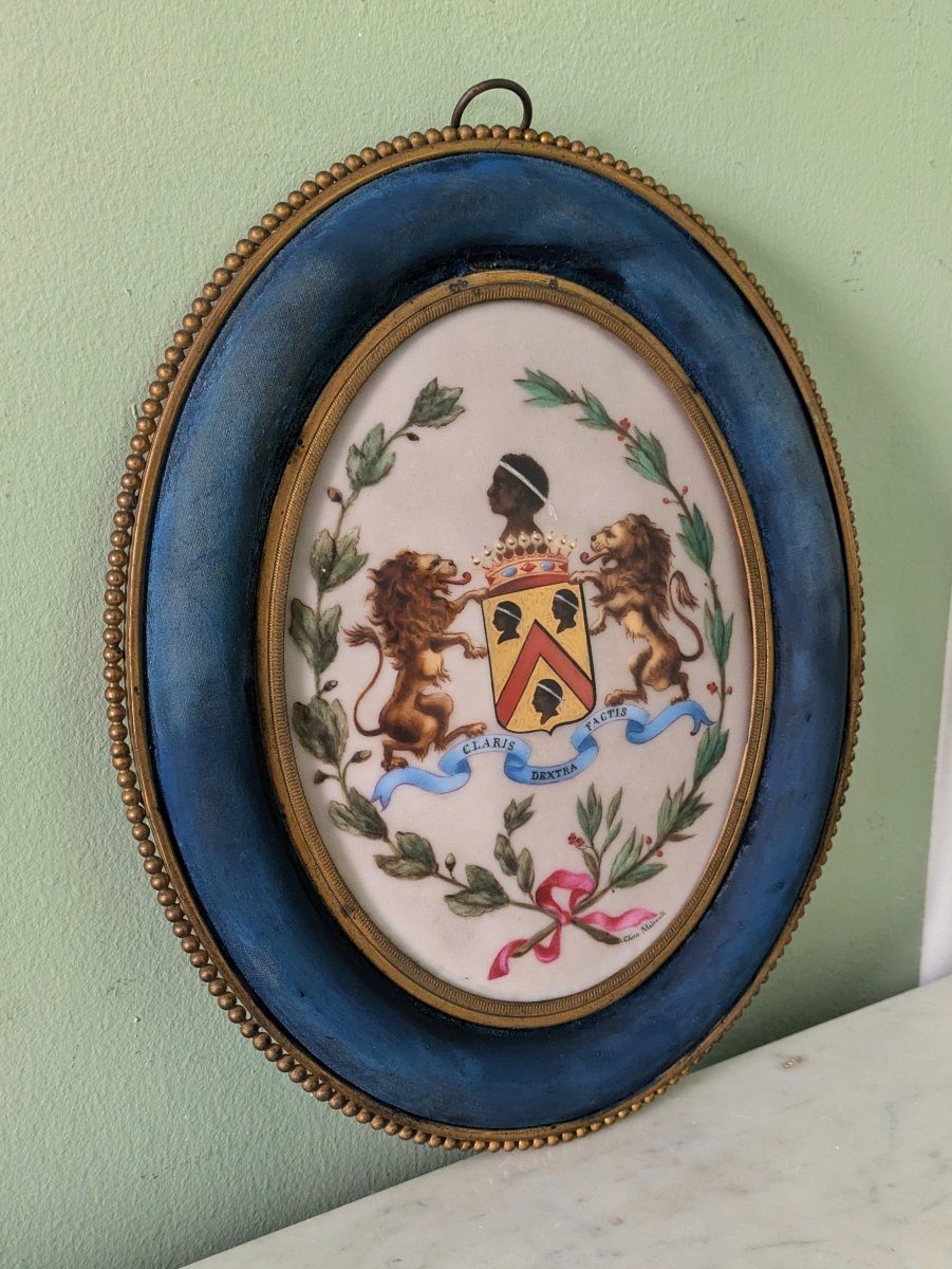 France, Napoleonic III Period—a Curious Medallion Framed With A "moorish" Coat Of Arms—porcelain -photo-3
