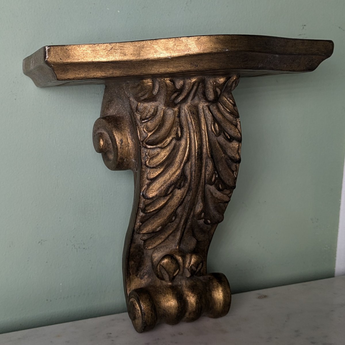 Louis XVI-style Piece—wall-mounted Console Table—gilded Wood-photo-2