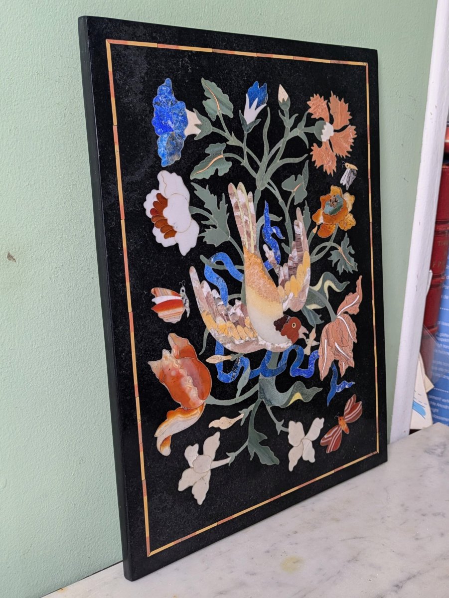 Italy, Modern Work—a Pietra Dura Plaque Or Panel In The Renaissance Style-photo-3