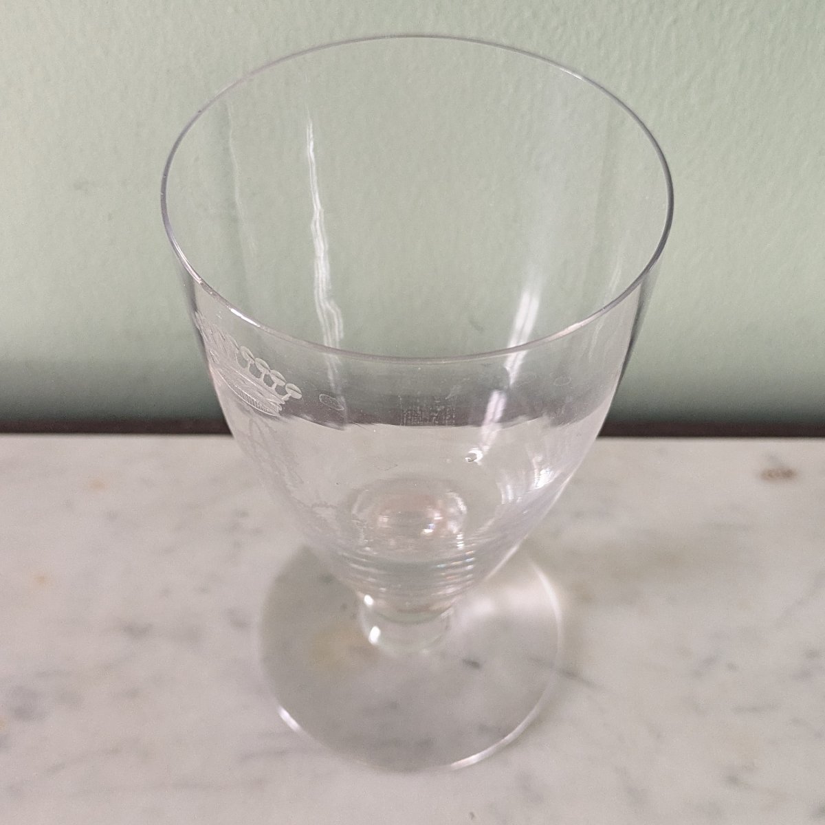 France, Napoleonic III Era—engraved Crystal Stemmed Glass With A Count's Monogram-photo-2