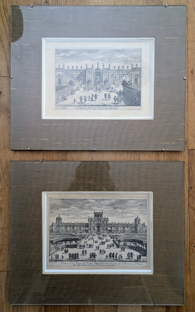 Perrelle, graveur - deux vues de monuments romains - encadrement moderne