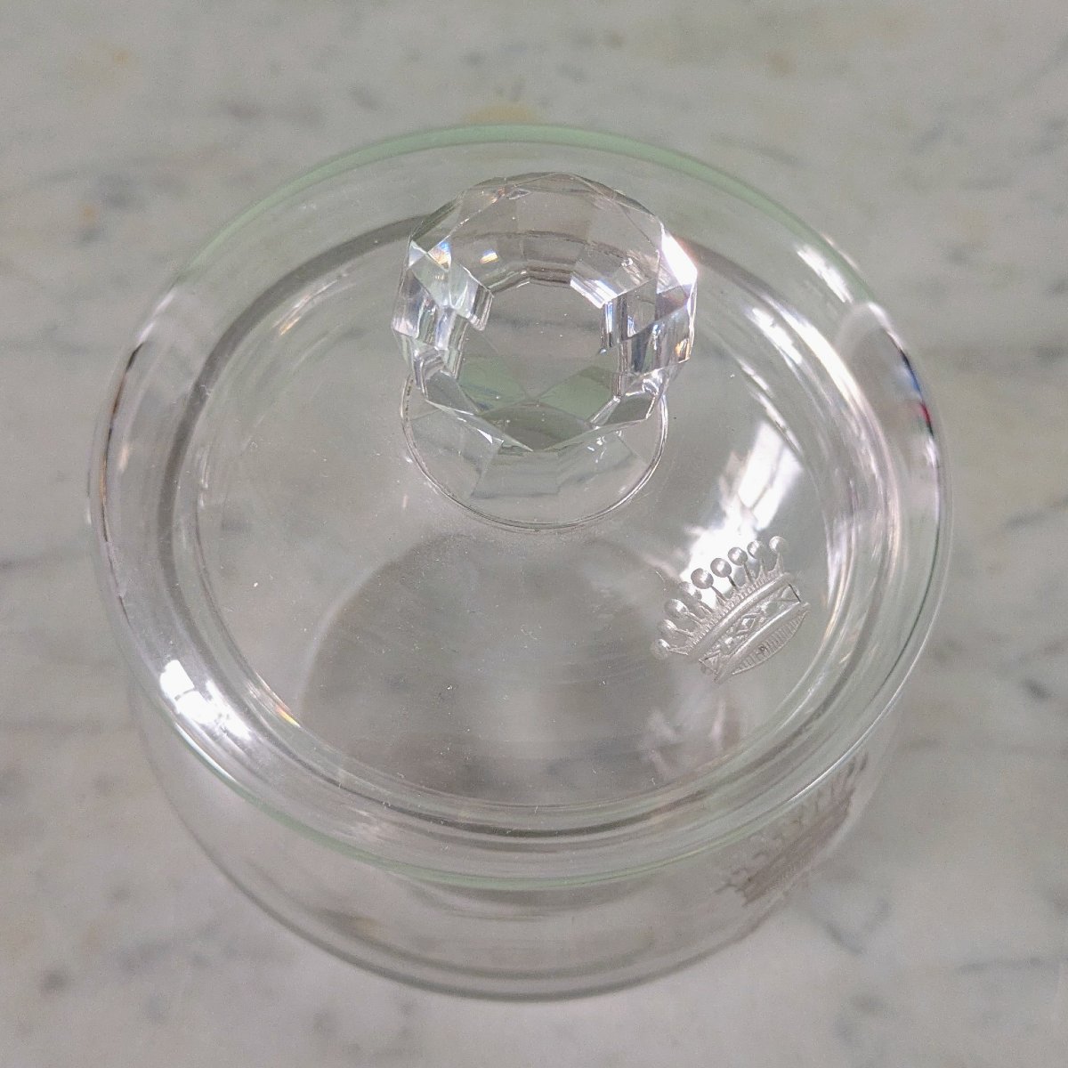 France, époque Napoléon III - drageoir ou bonbonnière en cristal gravé, à chiffre comtal-photo-3