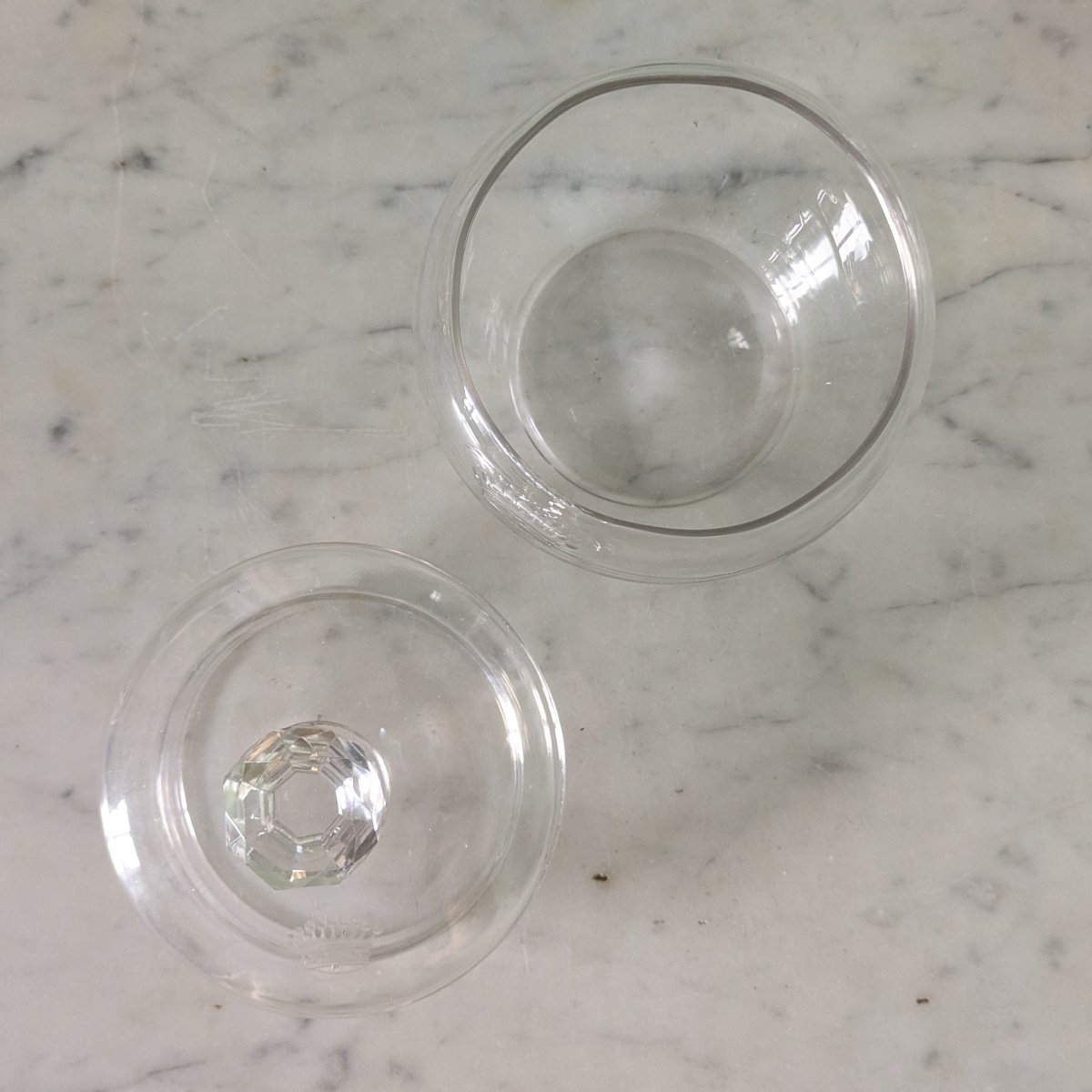 France, époque Napoléon III - drageoir ou bonbonnière en cristal gravé, à chiffre comtal-photo-2
