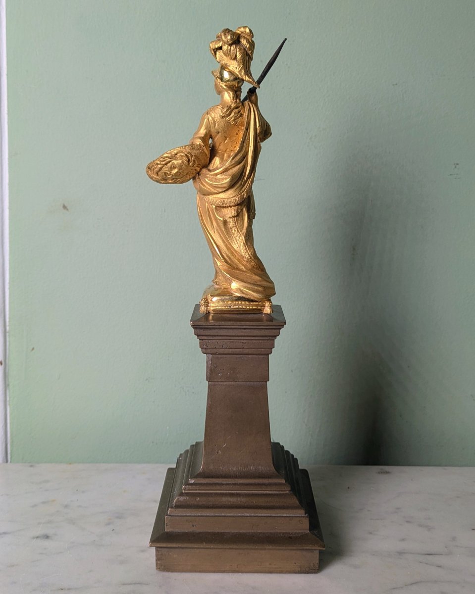 France, Circa 1780—minerva In Bronze Gilded With Mercury, On A Patinated Bronze Base—louis XVI-photo-4