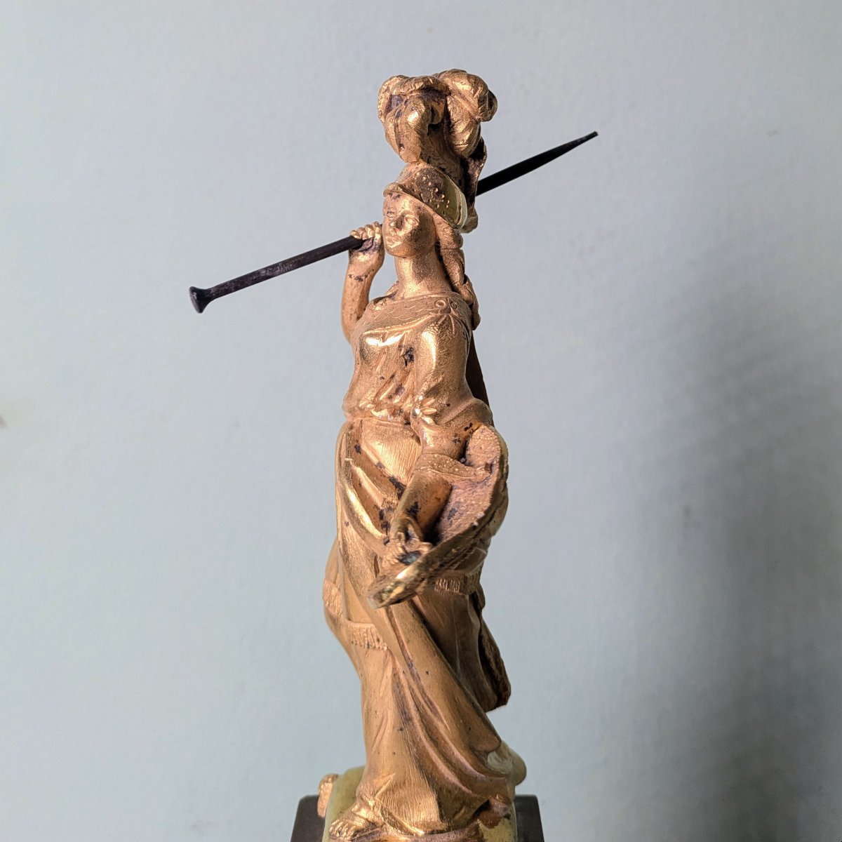 France, Circa 1780—minerva In Bronze Gilded With Mercury, On A Patinated Bronze Base—louis XVI-photo-4