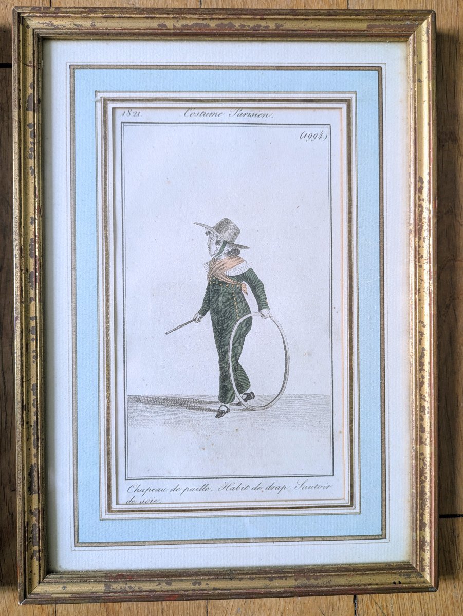 Paris, vers 1820 - paire de gravures de mode encadrées - Journal des Dames-photo-3