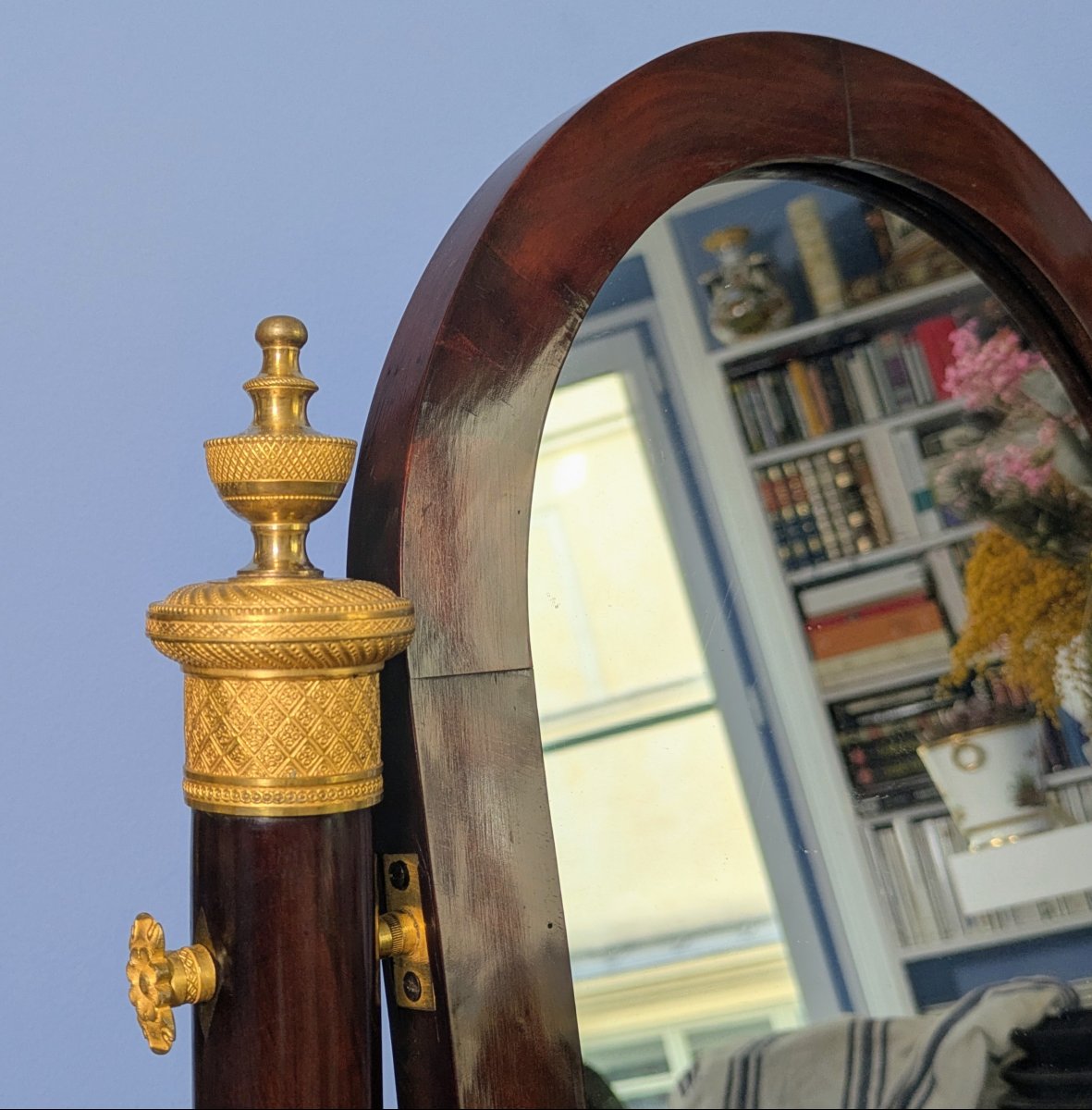 Paris, époque Restauration - miroir, psyché, coiffeuse de table - acajou et bronzes dorés-photo-4
