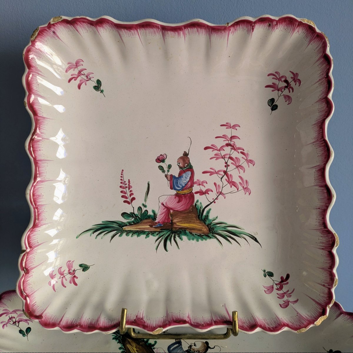 Les Islettes, XVIIIe siècle - paire de compotier ou ravier - faïence à décor au chinois-photo-2