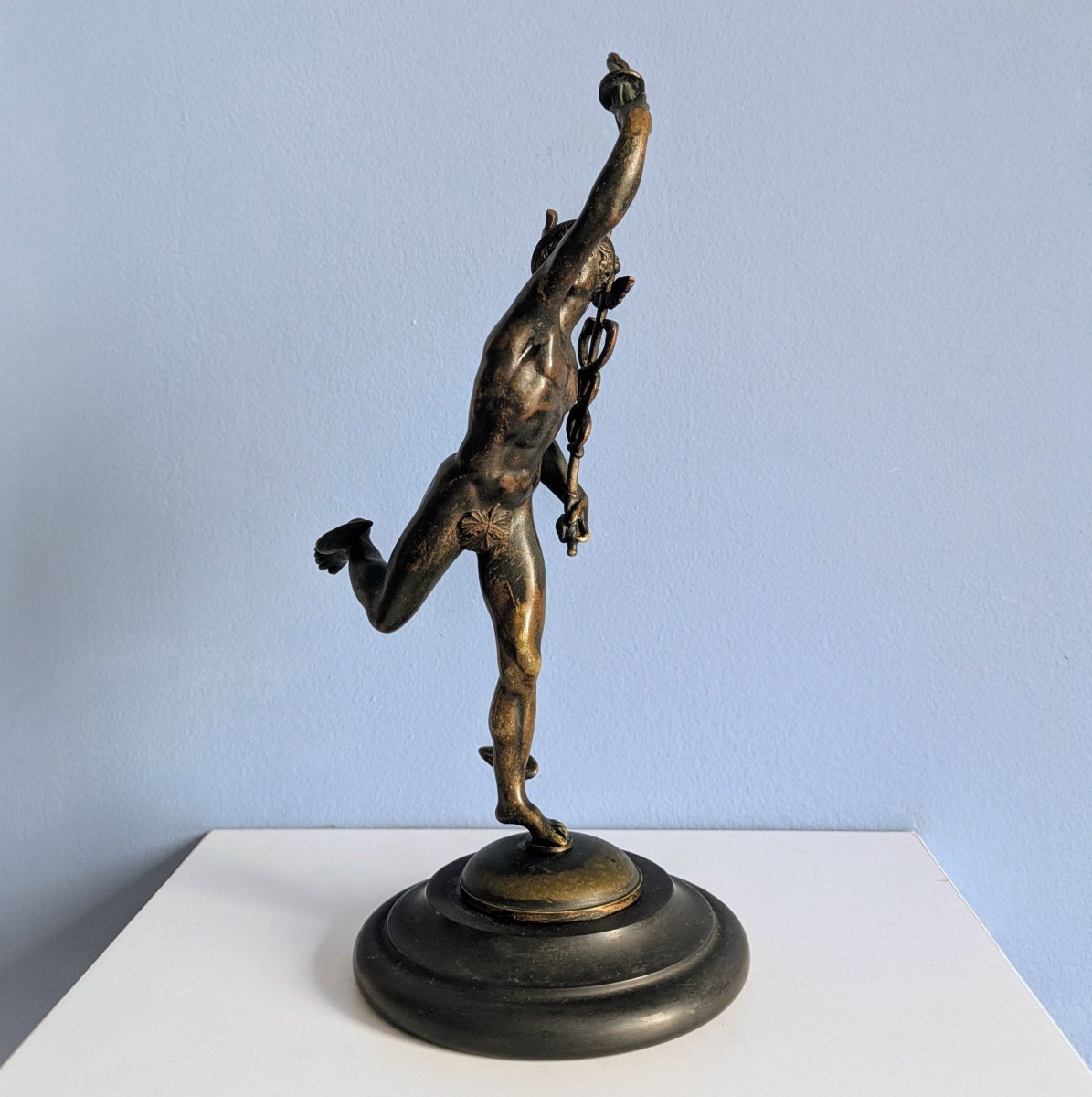Souvenir du Grand Tour - Jean de Bologne, d'après - Mercure au caducée en bronze-photo-4