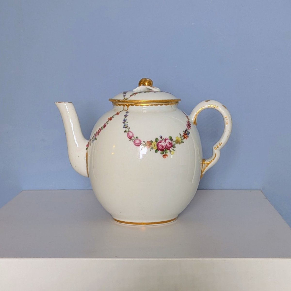 Manufacture de Locré, époque Louis XVI - théière calabre  en porcelaine dure-photo-3