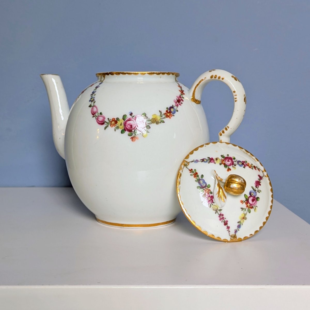 Manufacture de Locré, époque Louis XVI - théière calabre  en porcelaine dure-photo-4