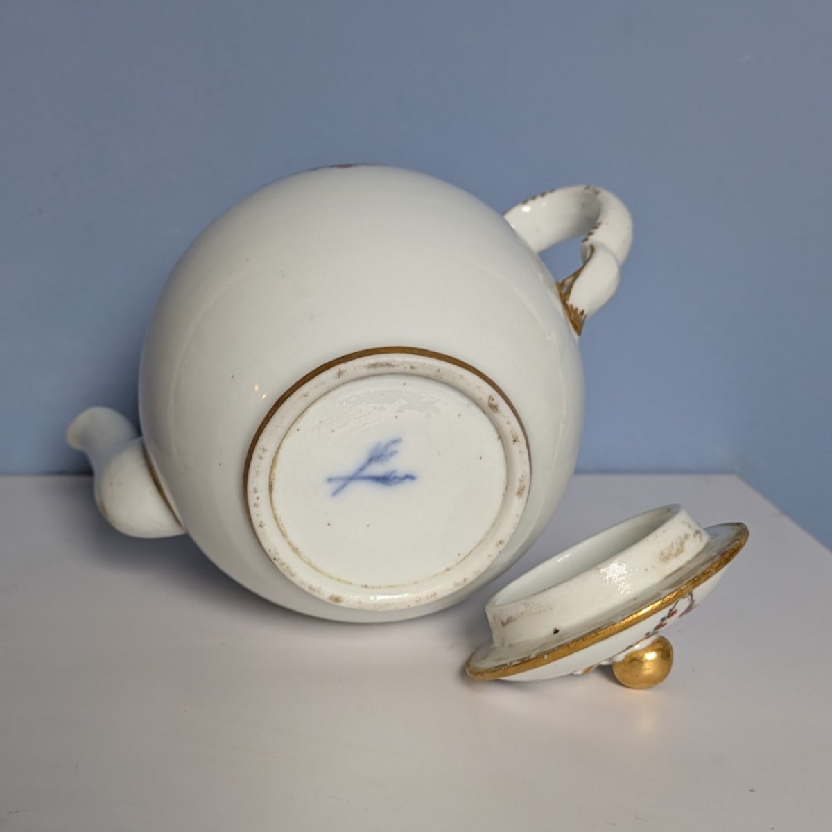 Manufacture de Locré, époque Louis XVI - théière calabre  en porcelaine dure-photo-5