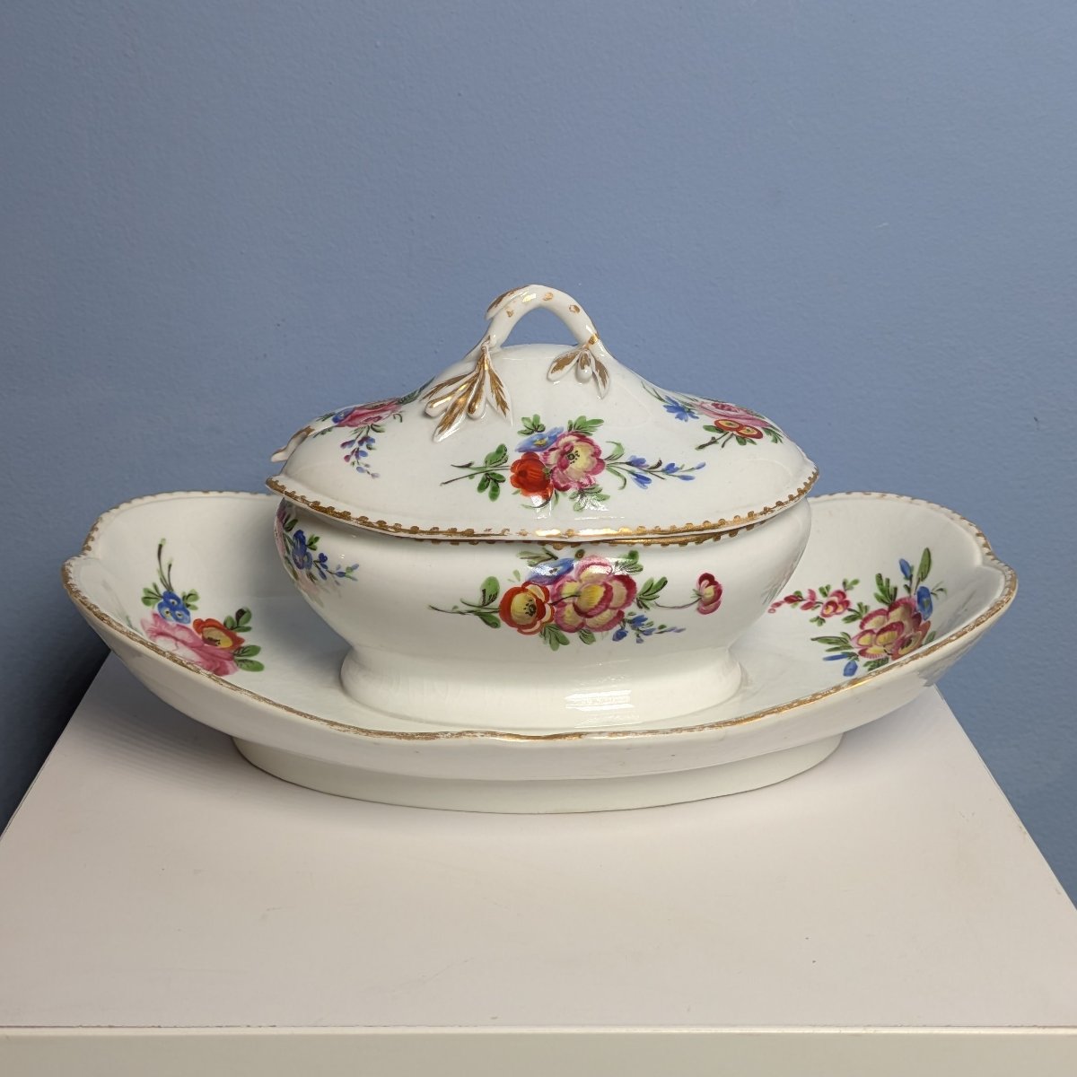 Locré Manufactory, Louis XVI Period—hard-paste Porcelain Sugar Bowl Or Sauceboat-photo-3