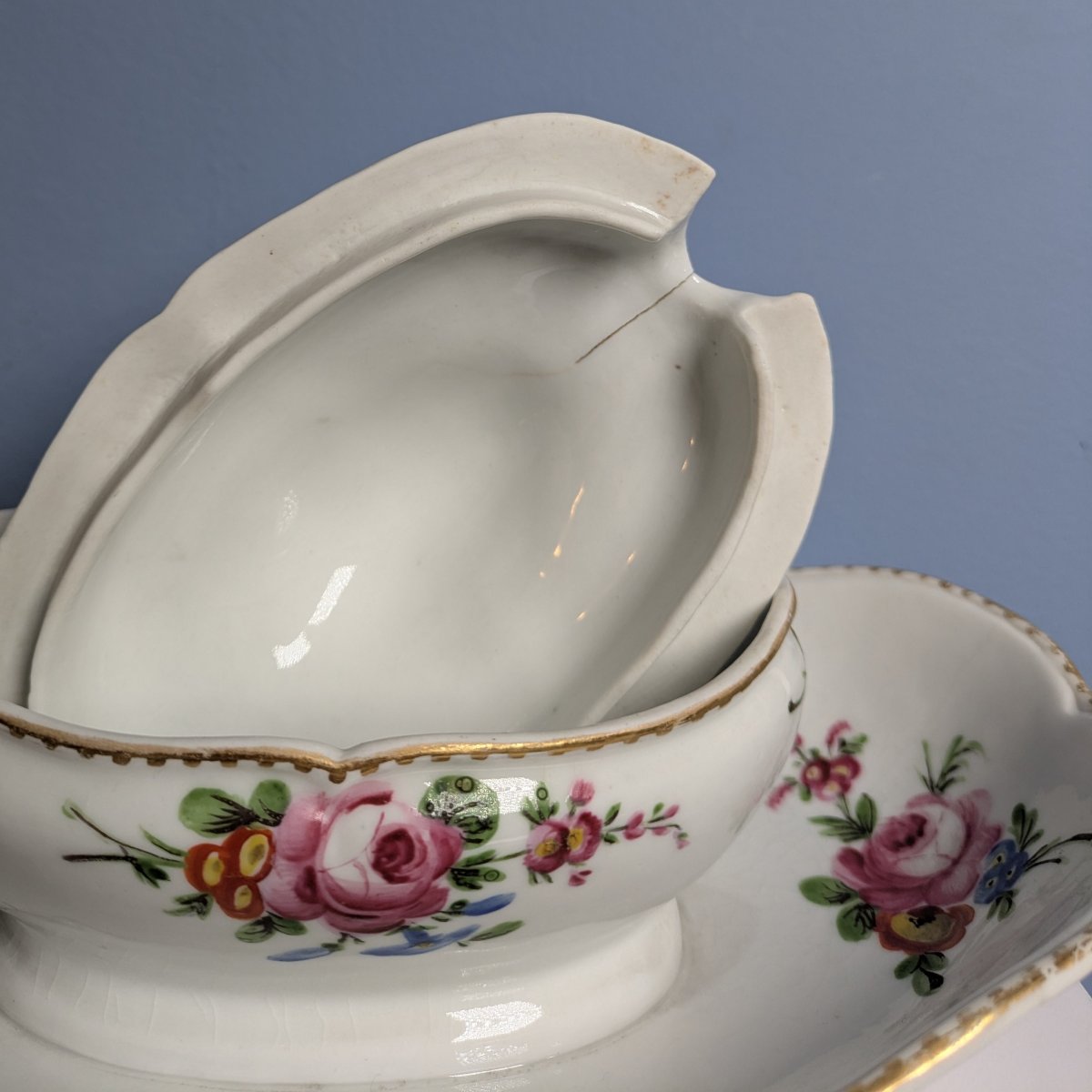 Locré Manufactory, Louis XVI Period—hard-paste Porcelain Sugar Bowl Or Sauceboat-photo-2