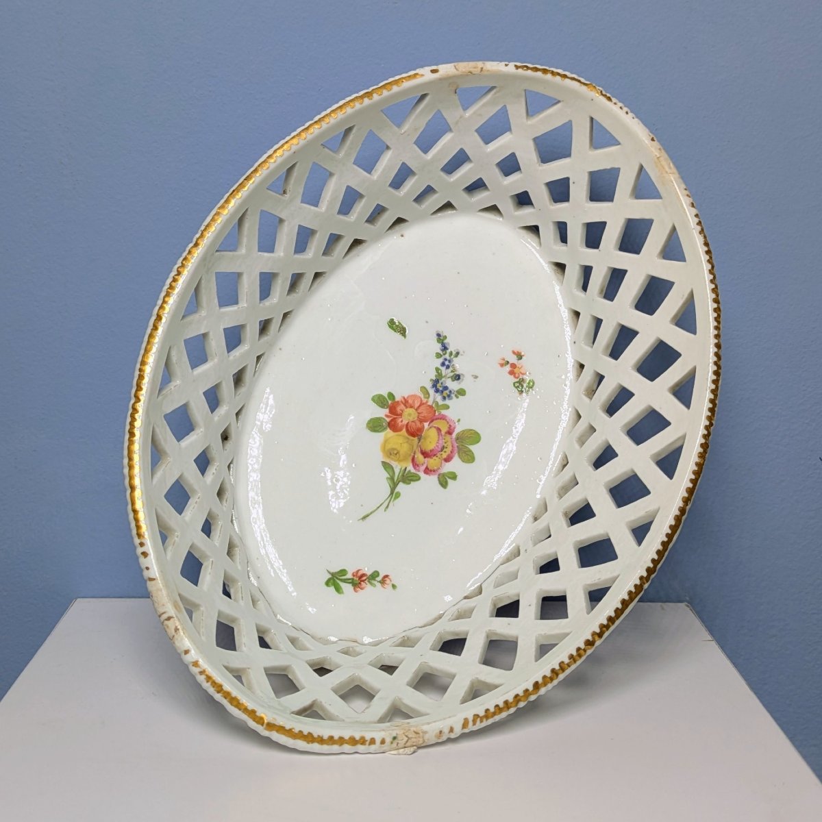 Manufacture de Boissettes, époque Louis XVI - rare corbeille ajourée - vannerie-photo-3