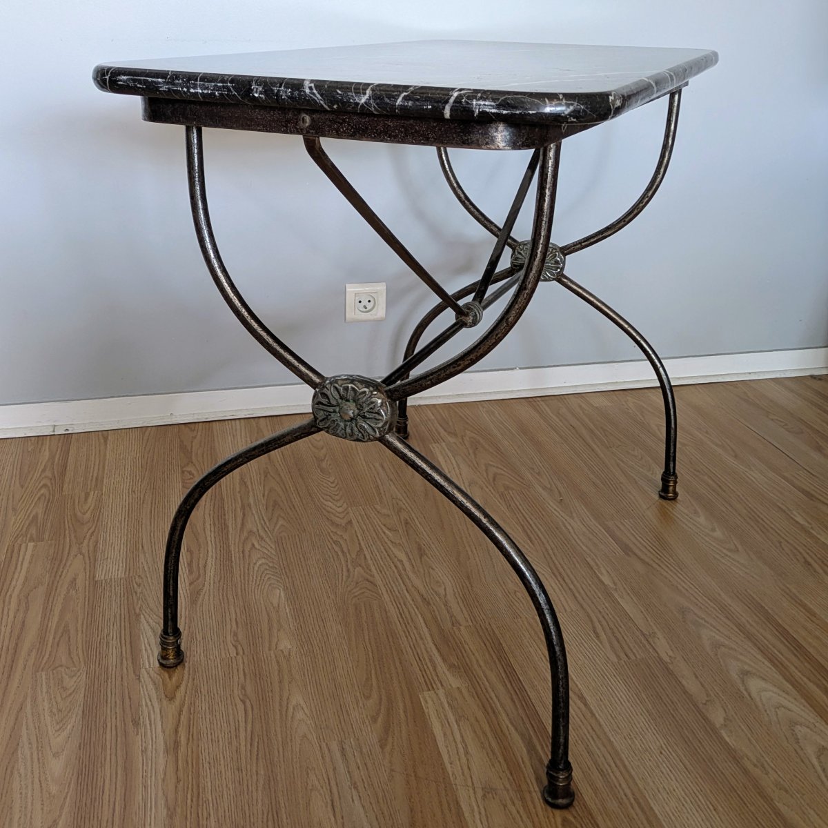 Jansen House, Dlg - Iron And Marble Table - Curule Style, Neoclassical -photo-2