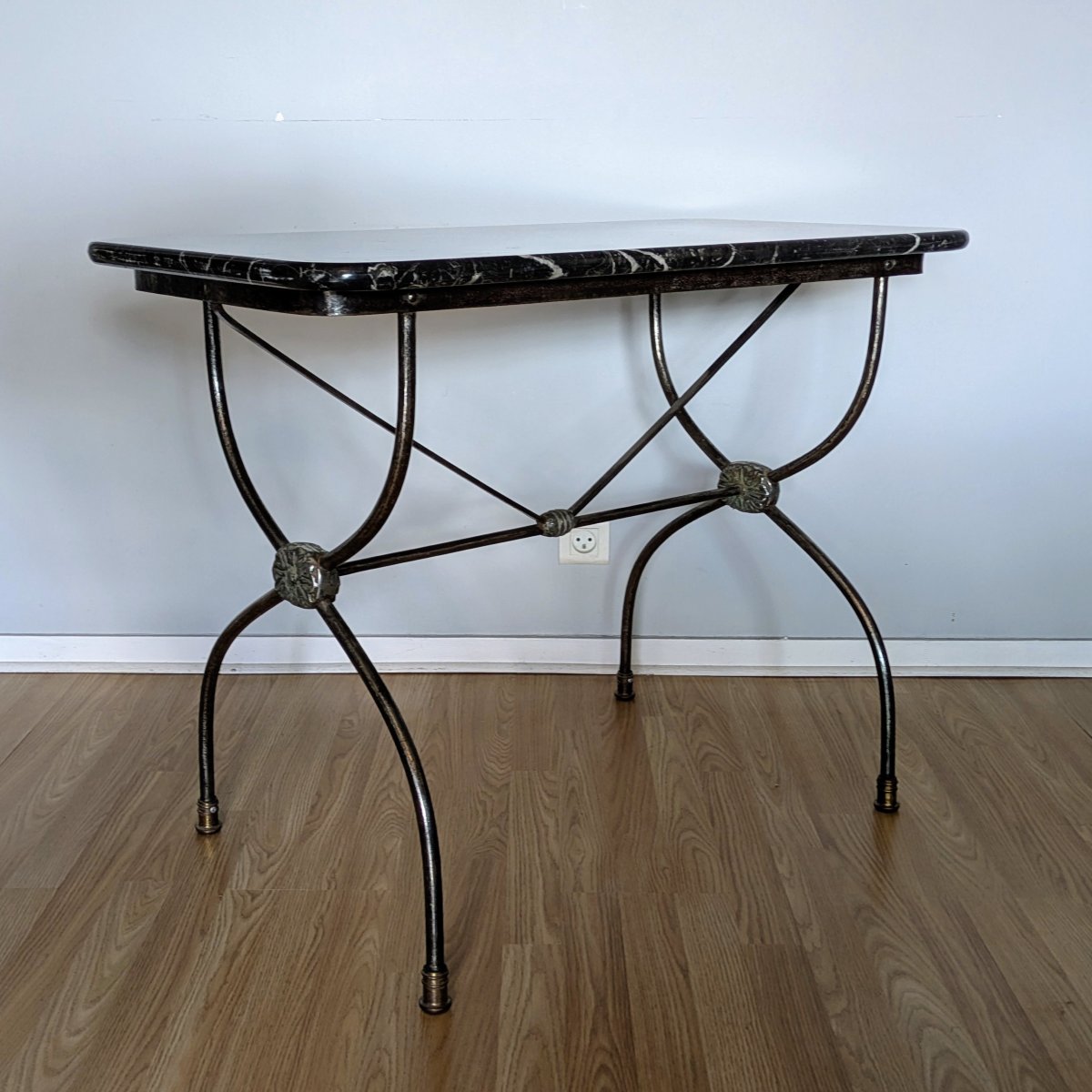 Jansen House, Dlg - Iron And Marble Table - Curule Style, Neoclassical -photo-3
