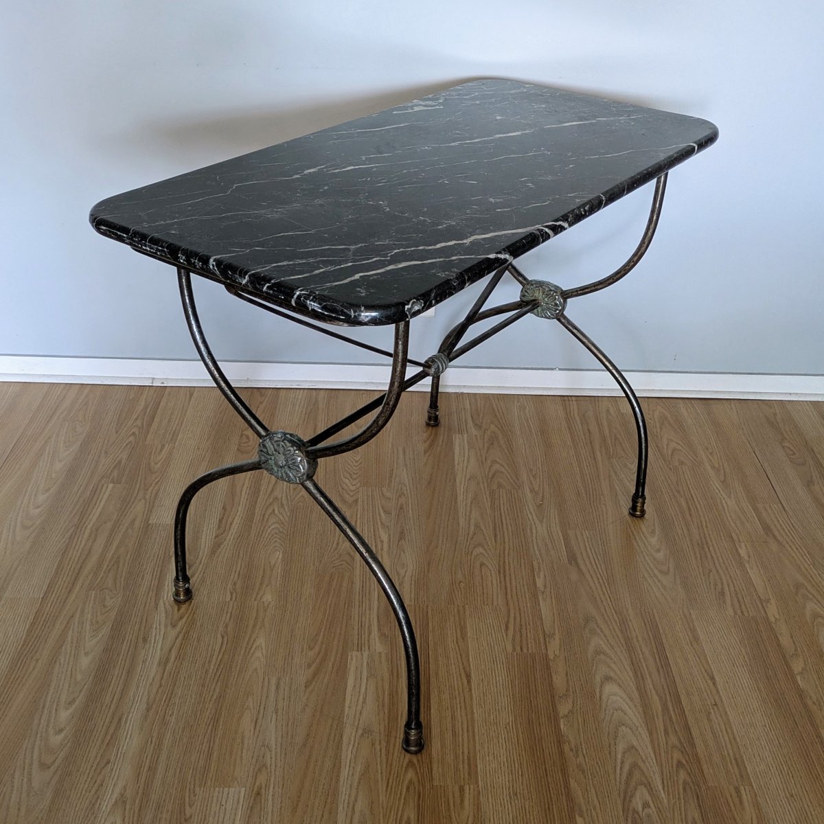 Jansen House, Dlg - Iron And Marble Table - Curule Style, Neoclassical -photo-4