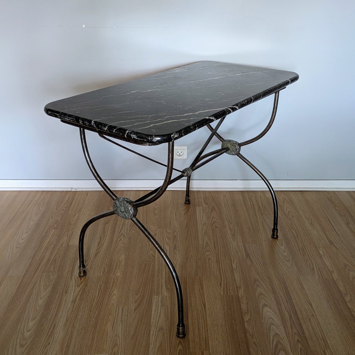Jansen House, Dlg - Iron And Marble Table - Curule Style, Neoclassical -photo-1