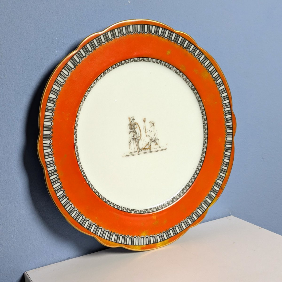 Paris, époque Napoléon III - assiette de table étrusque en porcelaine - genre pompeien-photo-3