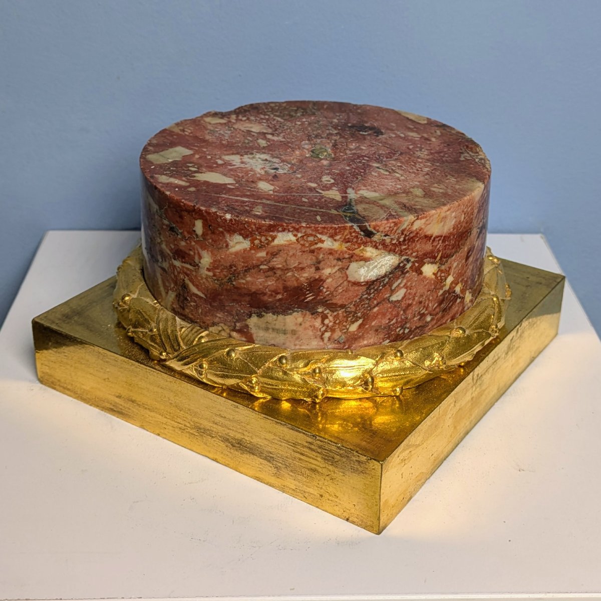 Paris,  Louis XVI Period Base, Column, Display Case In Gilded Bronze And Marble -photo-1