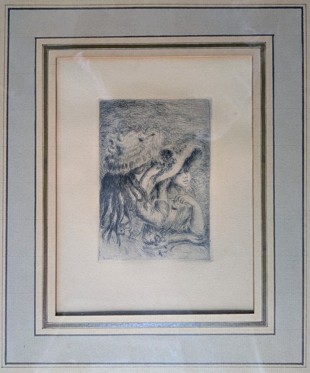 Pierre Auguste Renoir, *the Hat Pinned*—engraving On Vellum, 1894-photo-3